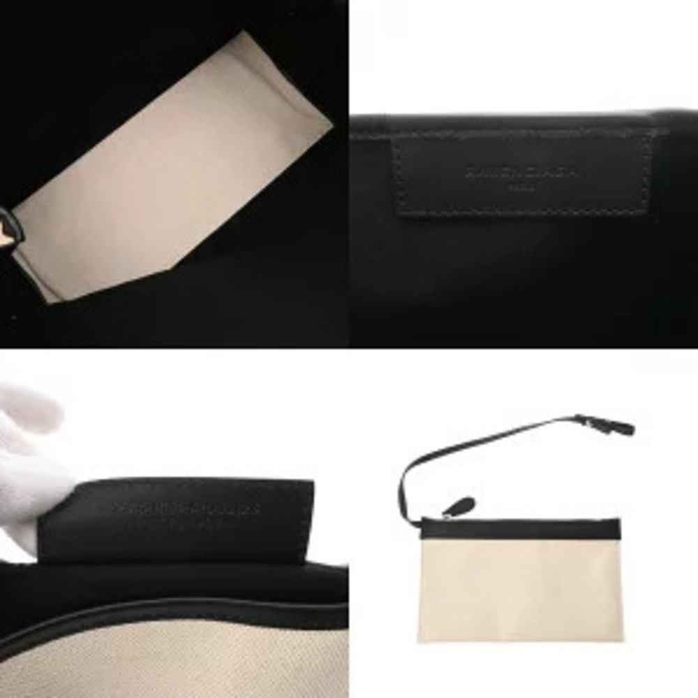 Balenciaga Navy Blue Cabas White Black Canvas Leather Handbag - Picture 8 of 9